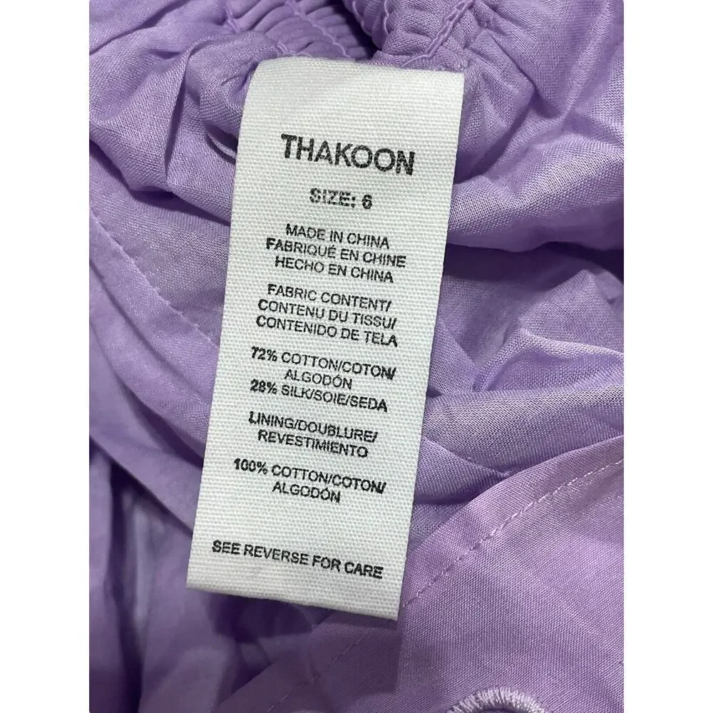 Thakoon Womens Eyelet Lilac Smocked Waist Mini Skirt Pull On Lined Size 6 $295